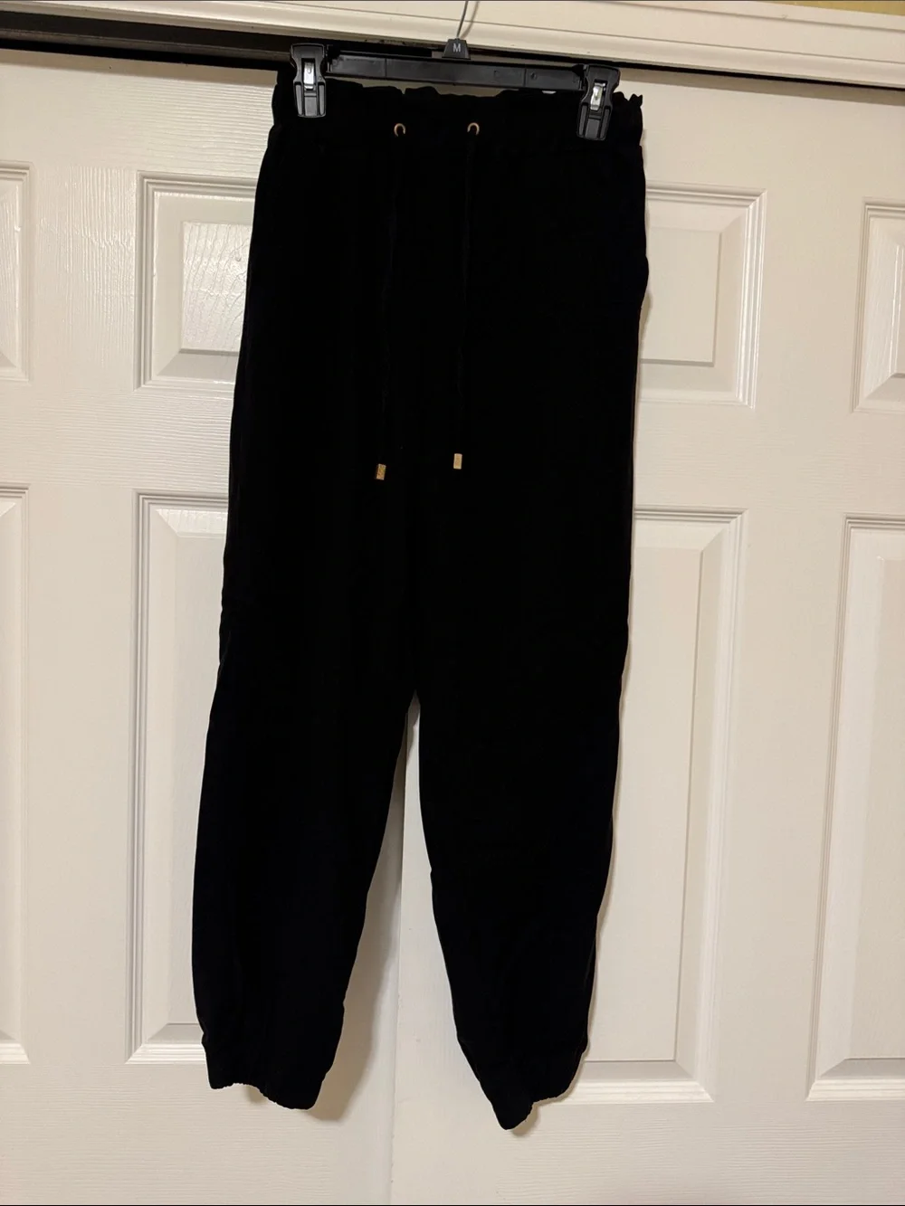 Zara Black bamboo linen Drawstring Jogger Pants